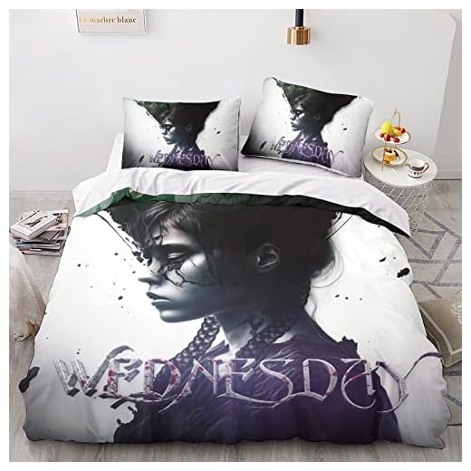 Wednesday Juego De Ropa De Cama,3D La Familia Addams Ropa De Cama De Edredón, Funda De Cama De Microfibra Suave para Niños Y Adultos, Juegos De Edredón Zippe King（220x240cm）