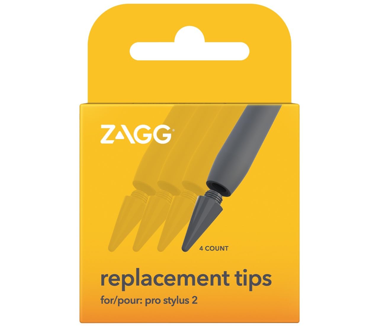 ZAGG Pro Stylus 2 Pen per iPad, punte di ricambio (confezione da 4), iPad post 2018, grigio