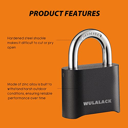 Image of WULALACK Combination Lock Outdoor, 4 Digit Weatherproof Padlock Combination for Outdoor Sheds Fence, Gate Hasps, Storage Unit, 12 Pack