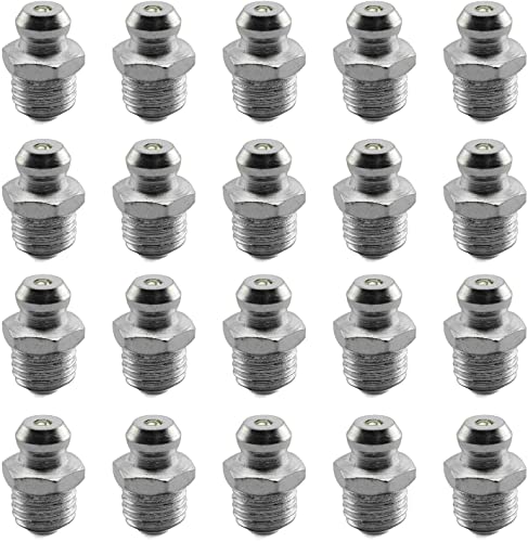 SQXBK Grease Zerk 20PCS M8 5/16" Silver Straight Grease Nipple Nozzle Fitting
