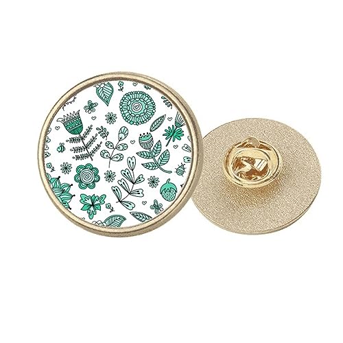Broche ronde en métal doré fleurs vertes M pour égayer un vêtement sombre