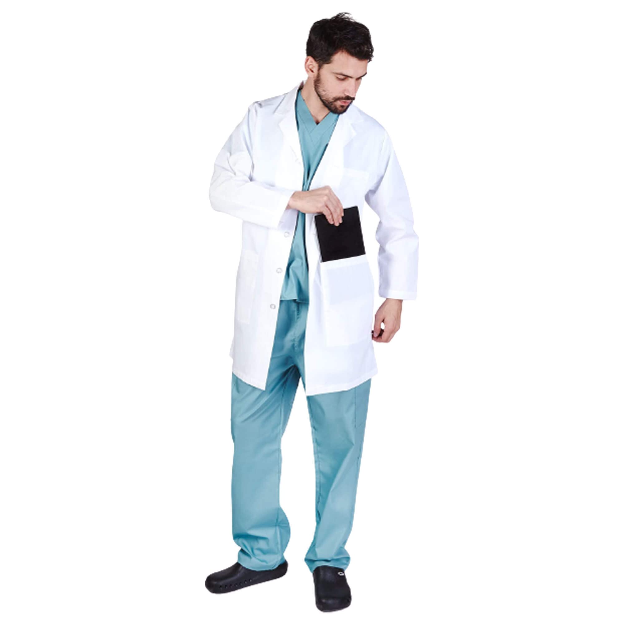 ACTIVE UNIFORMS Men IPAD Pocket Holder Lab Coat (White, 5X-Large)