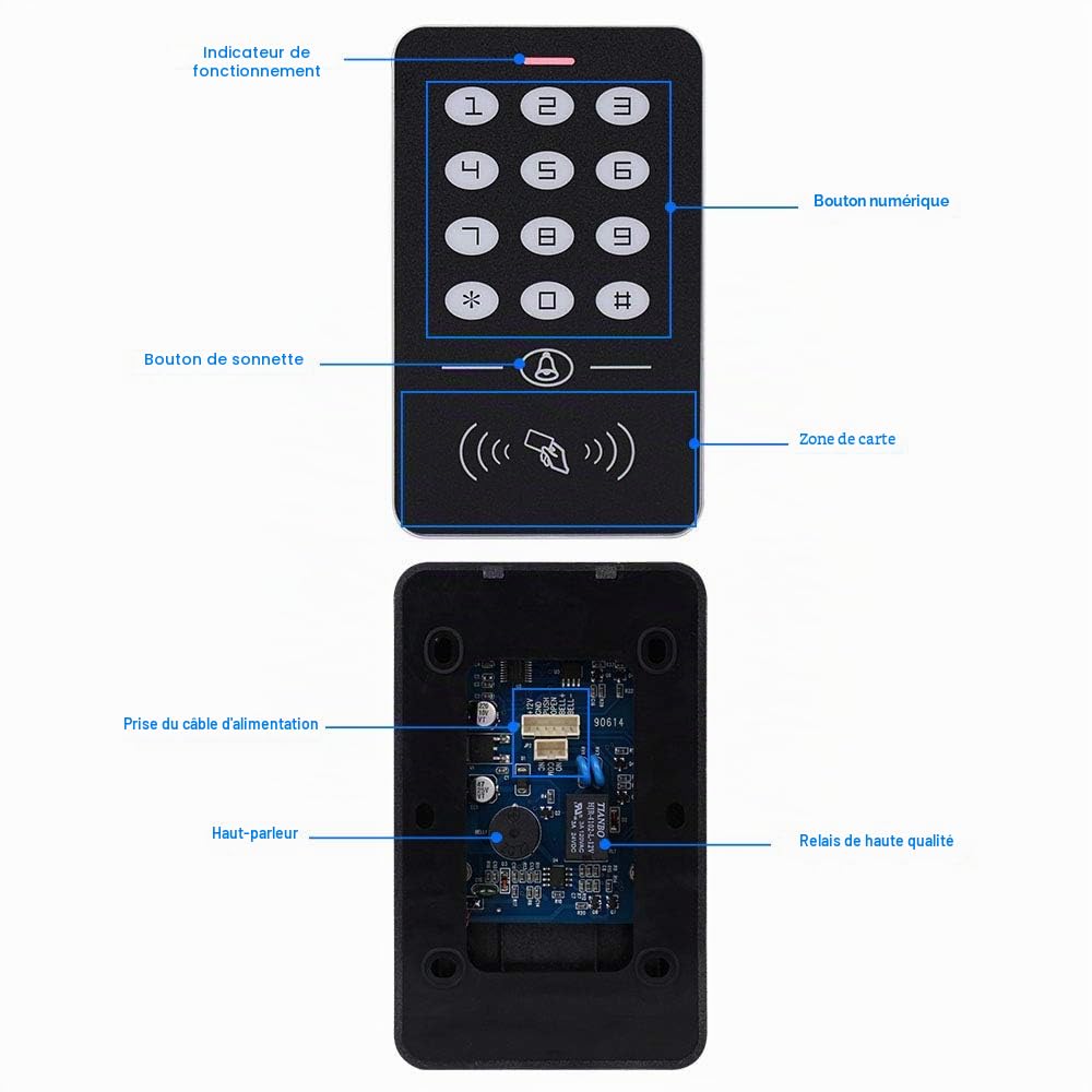 HERNAS Kit de système de contrôle d'accès RFID 125KHz avec Serrure magnétique électrique 180KG et Alimentation Professionnelle, pour Serrure de Porte sûre à la Maison