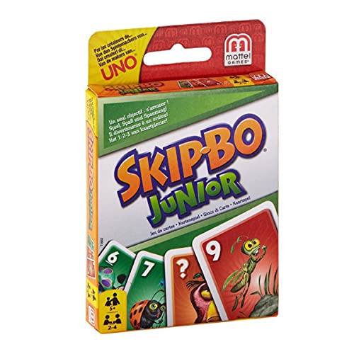Mattel Games T1882 Skip-Bo Junior Kartenspiel für Kinder, geeignet für 2 - 4 Spieler, Spieldauer ca. 30 Minuten, ab 5 Jahren