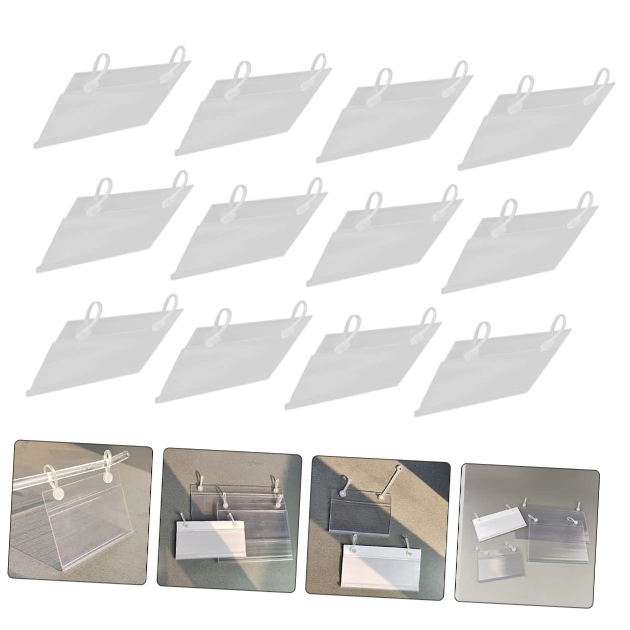 Portaetichette Prezzo Sospesi 40 Pezzi in Pvc per Esposizione | Visualizzazione Chiara, Design Semplice, per Cartelli Pubblicitari e Prodotti in Negozio