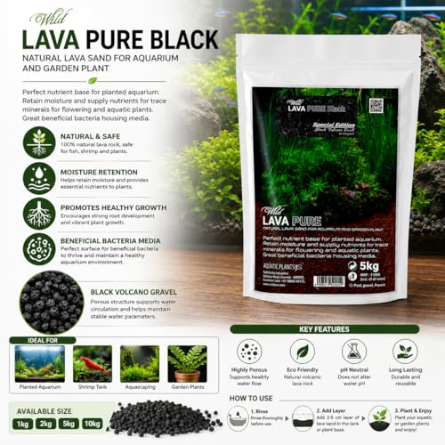 Image of VAYINATO Aquatic Remedies Wild Lava Pure Black 5Kg | Special Edition Black Volcano Gravel for Planted Aquarium, Aquascaping & Garden Plants | Natural Porous Lava Substrate for Fish & Shrimp Tanks