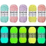 5 Pcs Glow in The Dark Yarn(Each 55yd),DIY Glow Yarn for Knitting Luminous Yarn for Crocheting Sewing Supplies for Crocheting for DIY Arts, Crafts & Sewing Beginners