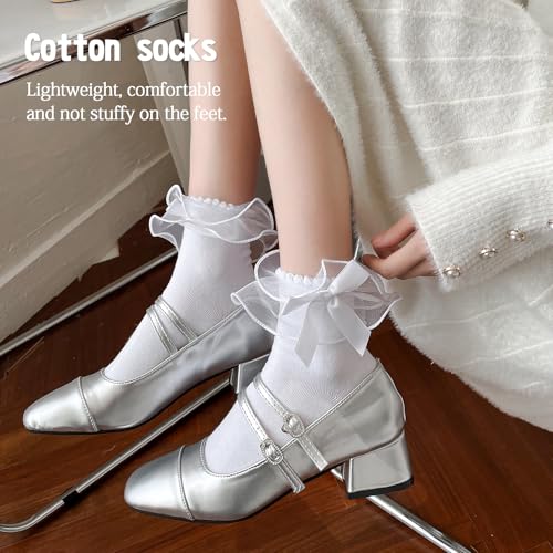 Women Lace Socks Ruffle with Bow, Cute Princess Lolita socks3
