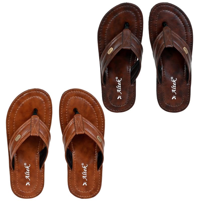 altek Men's Rubber Eva Lining Anti Skid Fashionable Casualwear Flipflop For Boys Pack of 2-picture-17