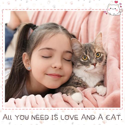 Lanqueen Cute Cat Stud Earrings for Girls Hypoallergenic Cat Cubic Zirconia Earrings for Women Teens Girls2