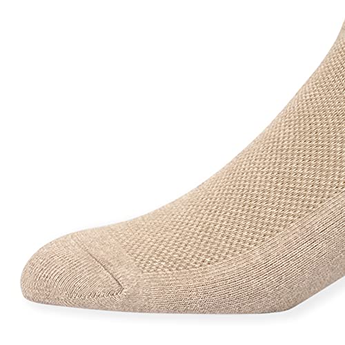 HaloYIYI Men's Performance Cotton Cushioned Athletic No-Show Socks Low Cut Ankle Short Tan, 6 Pairs4