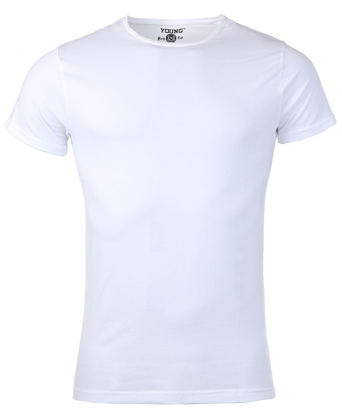 Young & Rich Herren Uni Basic T-Shirt mit Rundhals Ausschnitt einfarbig Stretch körperbetonte Dehnbare Passform 1701 5er Pack