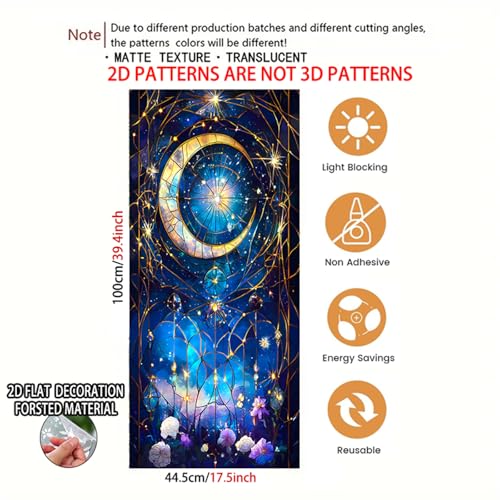 Image of Nuxovilar Frosted Moon Star Pattern Window Glass Film 17.7x39.4 in PVC