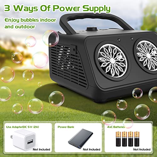 Zerhunt Bubble Machine| 20000+ Bubbles Per Minute Bubble Machine Blaster For Kids| Electric Bubble Blower Maker Operated By Plugin Or Batteries| Bubble Toys For Indoor Outdoor Birthday Party（Black） #TOP4