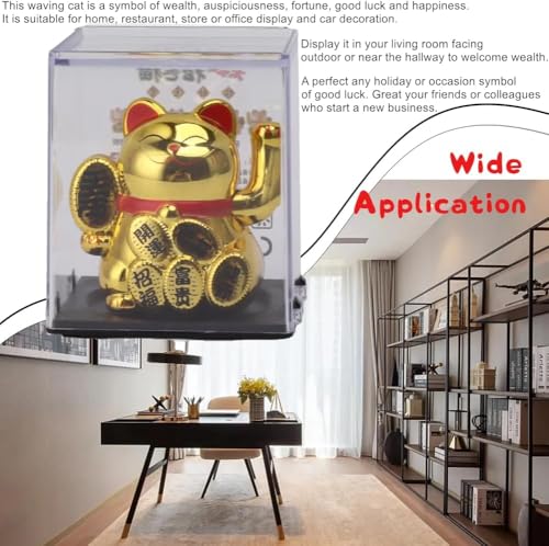 HEEPDD Solarbetriebene Winkekatze, 5,1 cm Gold Kleine Glückskatze Winkende Katze für Zuhause Büro Car Decor