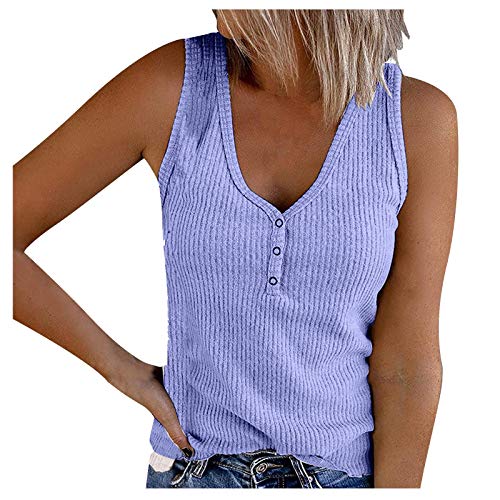Tank Tops for Women's V-Neck Undershirt Sleeveless Button-Down Casual Undershirt Shirt T-Shirt Casual Loose Blouses