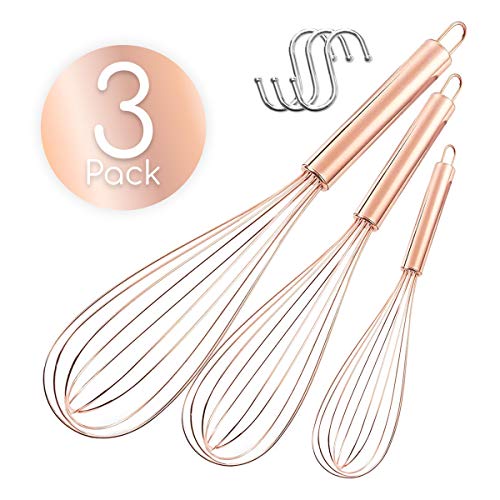 Kitchen Statement Stainless Steel Whisk Set - 3 Balloon Whisks in Rose Gold