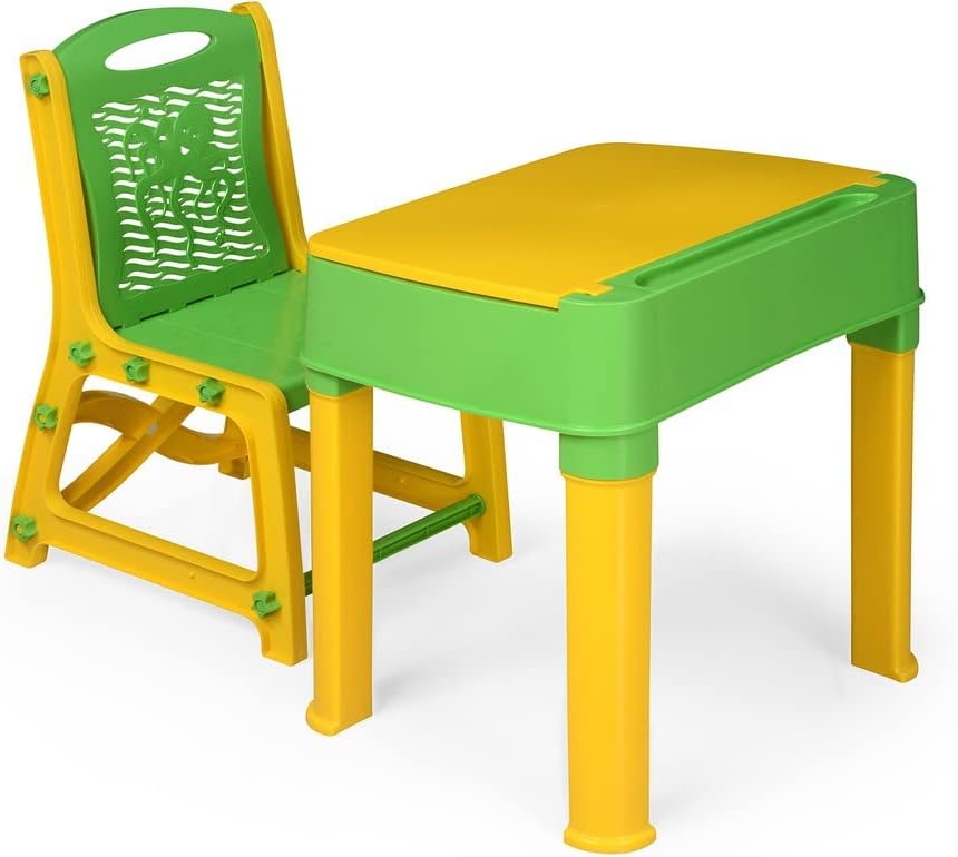 Elex® Children Study Table and chair Kids Study table Desk toddler chair furniture study chair and desk for children boys and girls gift set (Yellow)