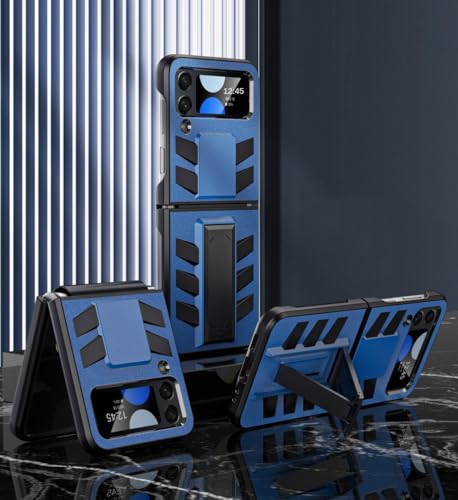 Protection antichute Galaxy Z Flip 4 coque rigide anti-glisse bleue chaîne diamant