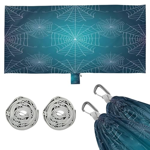 Takiito Web on Glowing Blue Hammock 330 lb Capacity Travel Camping Hammock with Tree Straps, Portable Lightweight for Outdoor Beach Backpacking Backyard Patio