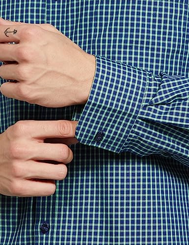 Image of Park Avenue Men's Pure Cotton Checks Pattern Slim Fit Semi Cutaway Collar Full Sleeve Formal Shirt