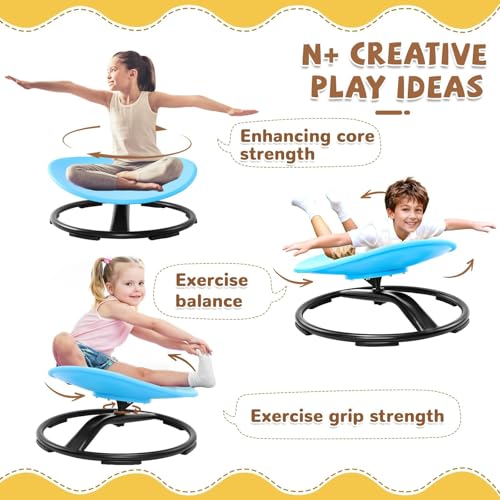 Zhenx Spinning Chair for Autistic Kids (Ages 3-18) - 220lbs Capacity Sensory Swivel Seat - Sensory Toy for Teens with ADHD/Autism - Sit & Spin Calming Gift to Improve Focus & Body Balance (Blue) — view 3