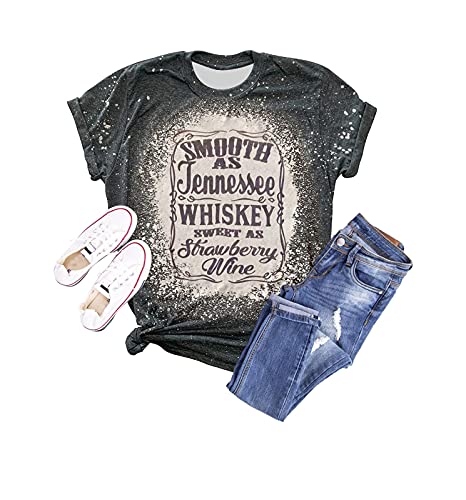Camisetas de manga corta para mujer con diseño de whisky y texto en inglés'Western Country Music'...