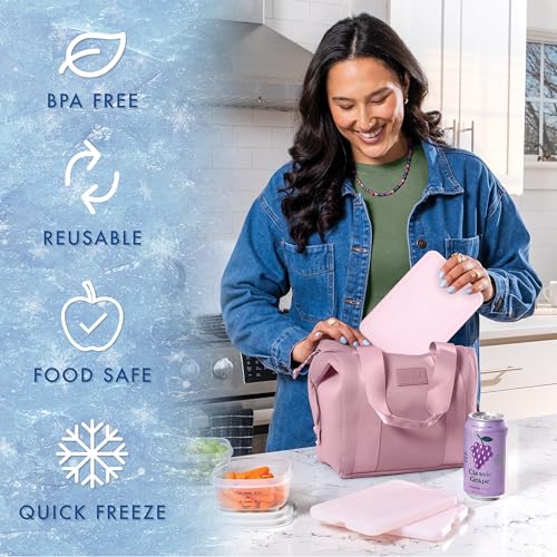Image of Cool Coolers by Fit & Fresh 4 Pack XL Slim Ice Packs, Quick Freeze Space Saving Reusable Ice Packs for Lunch Boxes or Coolers