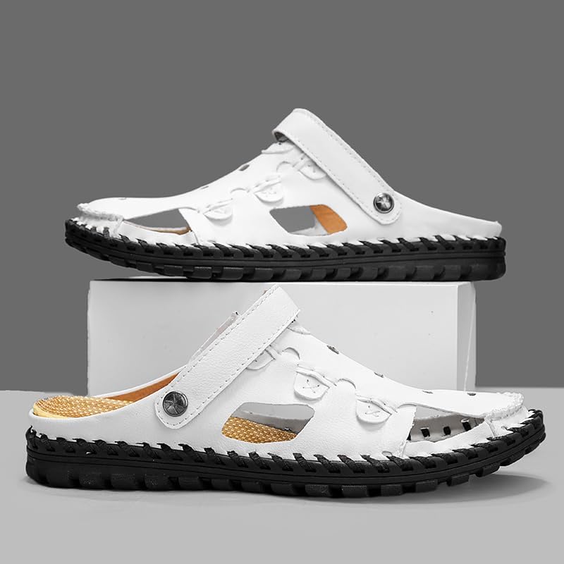 Closed Toe Sandals For Men Summer Mens Leather Men's Dress Hiking Man White Black Yellow Brown Size Flip Flops Slippers Shoes