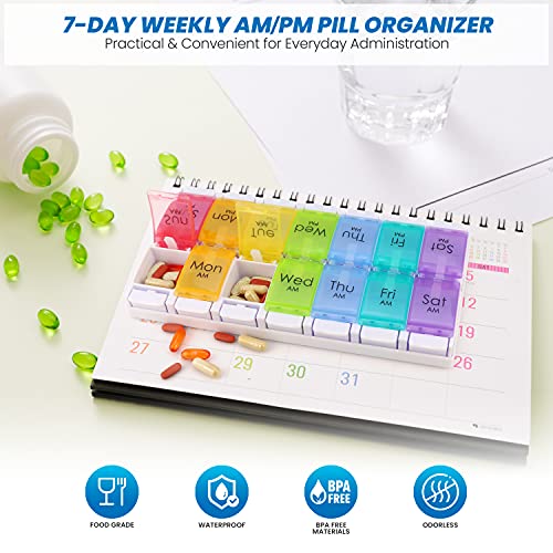 Activ-NRG Pillendoos, grote vakken, veermechanisme, voor tabletten, vitaminen, medicijnen en levertraan - Afbeelding 4