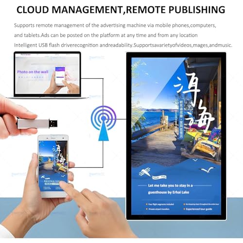 Image of Led Restaurant Menu Board,Restrant Screen,27 inch 4K HD 1000 Nits Wall-Mountable,Android (4+64G) HDMI /WiFi,for Restaurant Wayfinding, Auto Play,Slim Design,Food Businesses 18.5in