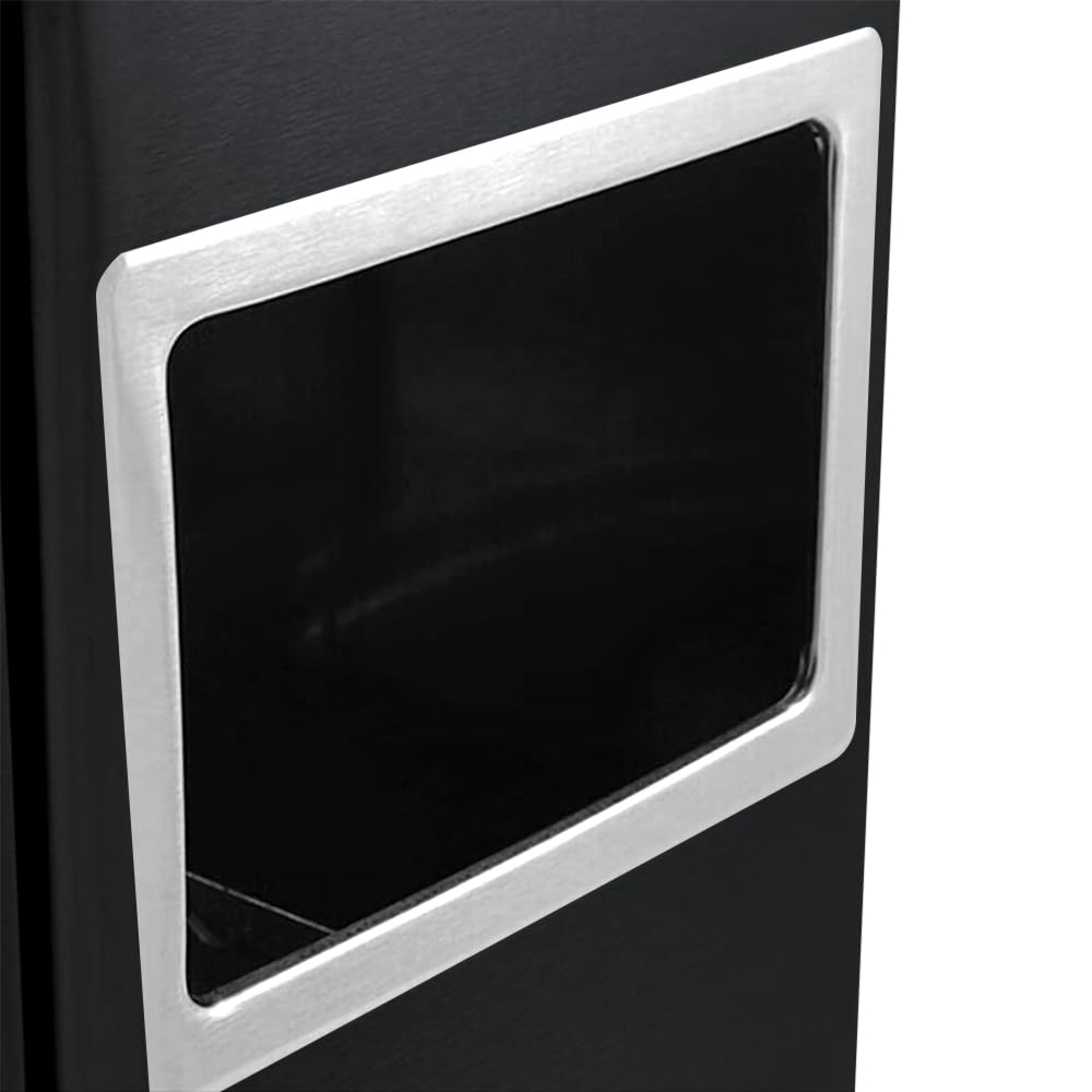 HUOLE Poubelle à Cendrier sur pied en acier inoxydable de qualité supérieure pour restaurant, jardin, pub, club, extérieur et intérieur-30 * 24 * 60cm 48L-noir (1PC)