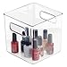 mDesign Bathroom Vanity Organizer Bin for Heath and Beauty Products/Supplies, Lotion, Perfume - Cube, Clear