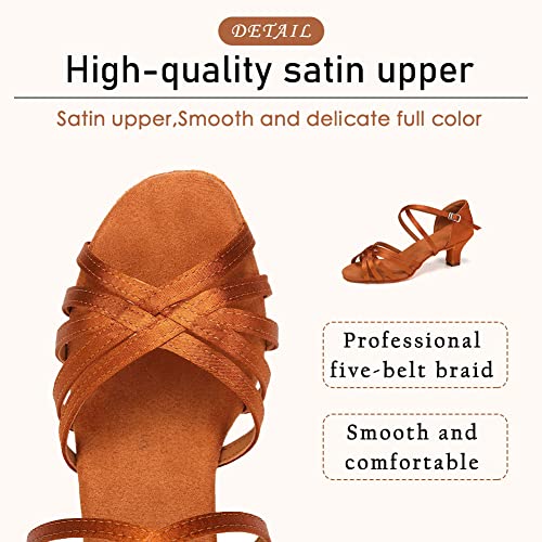 SWDZM Women's Ballroom Dance Shoes Satin Latin Salsa Professional Practice Dancing Shoes2