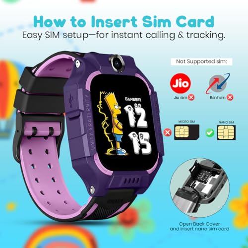 Image of GameSir Q18 Kids Smart Watch, 2G /3G Connectivity, Voice Calling, GPS Tracker, Two-Way Calling, SOS Function, Camera & Water Rasistence, Smartwatch for Kids - Boys & Girls - (Purple)