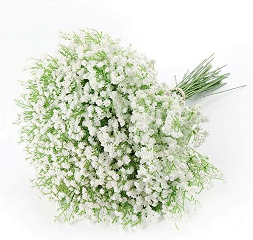 DEEMEI Artificial Baby Breath Gypsophila Flowers Bouquets 15 pcs Real Touch Flowers for Wedding Party DIY Wreath Floral Arrangement Home Decoration (White)