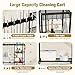Beolisave Broom Holder with Cleaning Supplies Organizer, Cleaning Utility Cart on Wheels, 10 Clips & 7 Hooks, 3-Tier Shelves, Broom Closet Storage Cabinet with Cleaning Caddy for Home Commercial Use