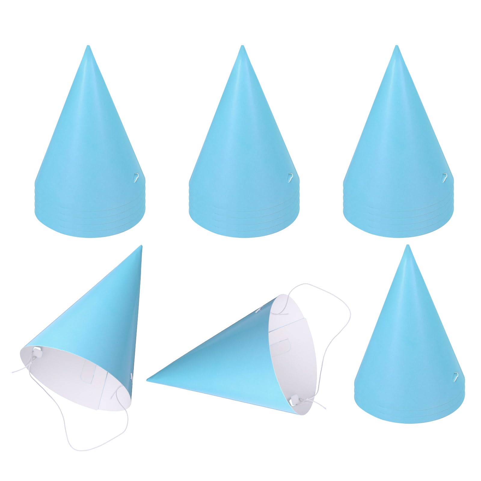 sourcing map 20Pcs Mini Birthday Party Hats, Colorful Paper Party Hat, Adjustable Cone Caps Birthday Decorations for Stuffed Animals Adults Parties Supplies Wedding Celebration, Sky Blue