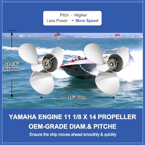 Image of FYMP OEM Upgrade Stainless Steel Boat Propeller for Yamaha Outboard Motos 40-60HP, 13 Spline Tooth,RH