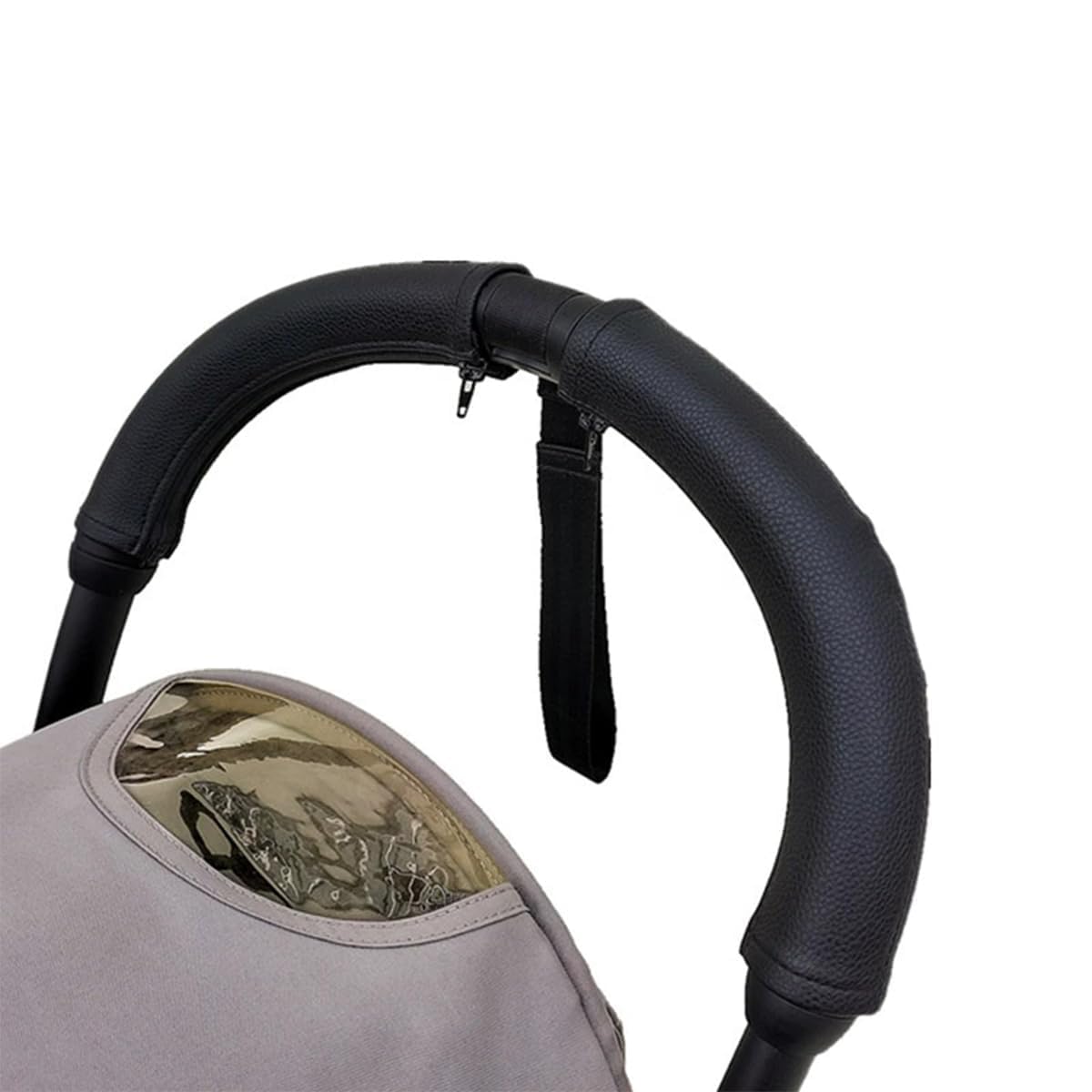 Faux Leather Bumper, with Removable Zipper Handle Bar Covers, Water Dust Proof Universal Stroller Armrest Sleeve Case, Handle Protect Replacement for Most Bugaboo