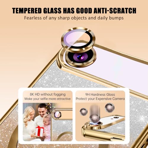 Image of Misscase for iPhone Air Case Compatible with MagSafe,Built-in Camera Lens Protector Full Protection Soft TPU Anti-Scratch Magnetic Glitter Slim Case Cover for iPhone 17 Air 6.5 inch Gold