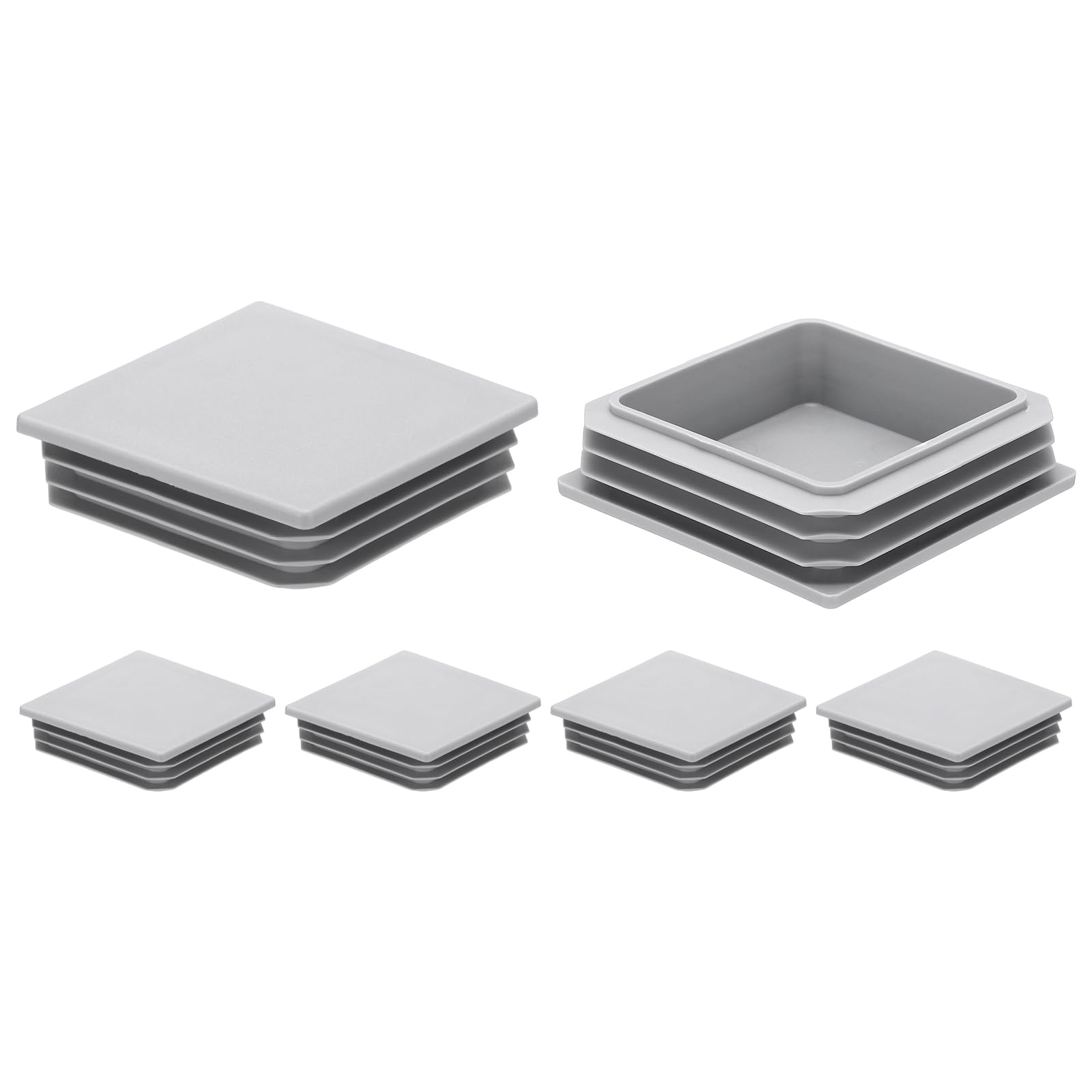 Bouchon carré plastique 100x100 gris embout tube profilé épaisseur 1mm 2mm