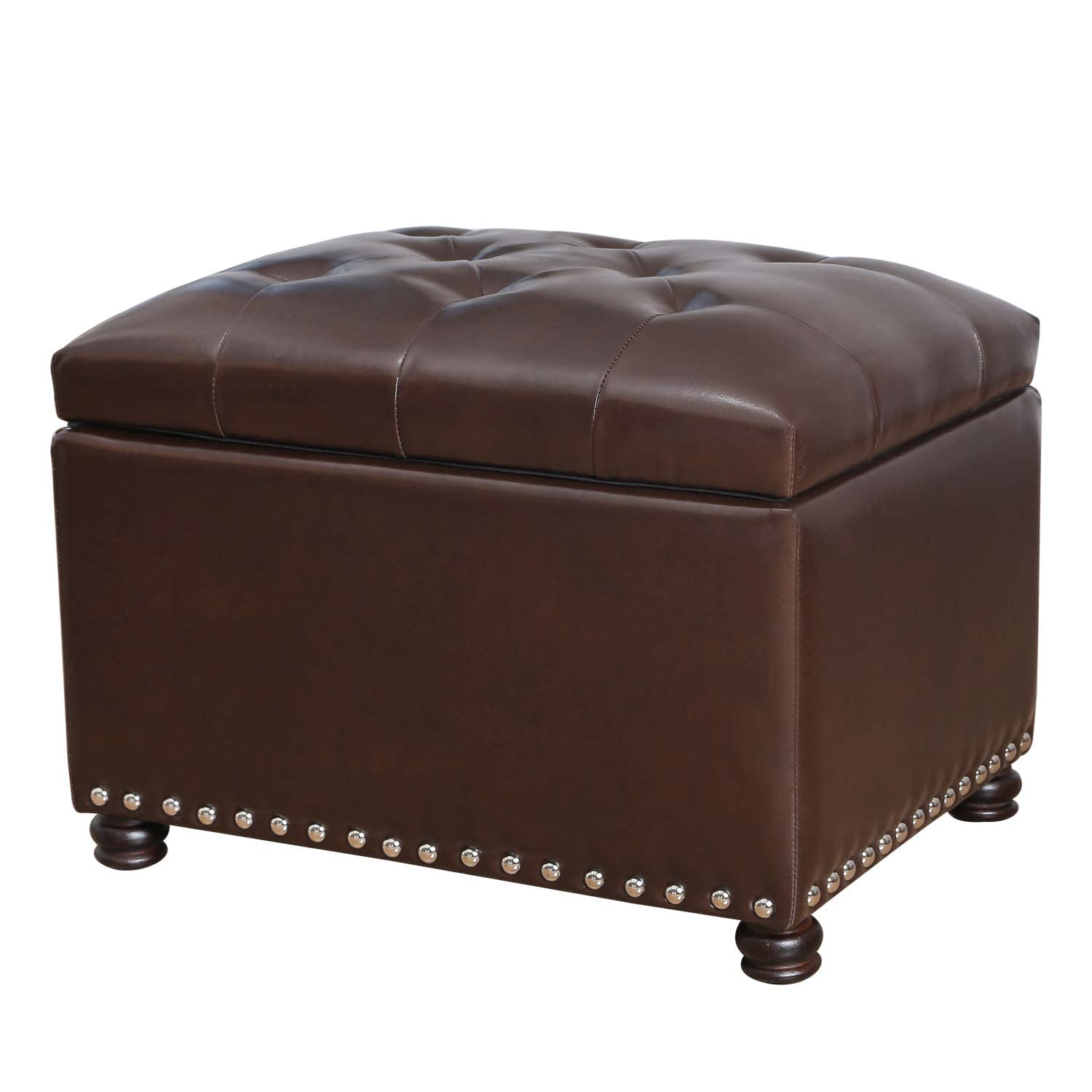 Joveco Rectangular Storage Ottoman Stylish PU Leather Toy Chests & Storage Room Organizer (Brown)