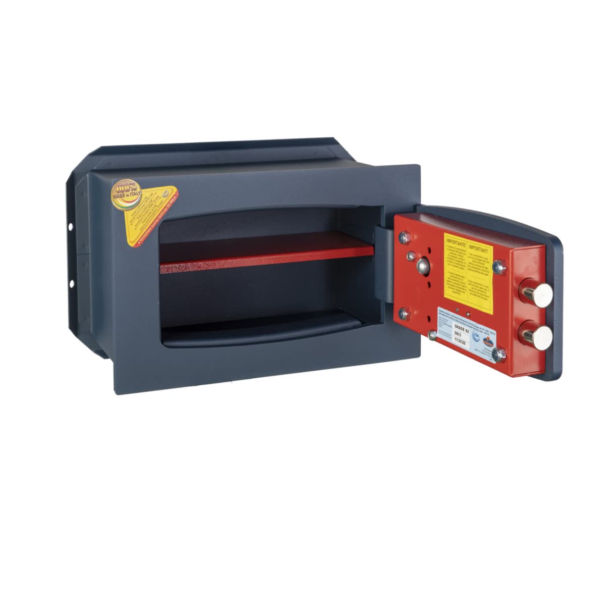 Technomax, Cassaforte a muro, Serie Gold Diplo modello GD/3B, Aperetura con chiave a doppia mappa + combinatore a 3 Volantini, Dimensioni mm. 210 (H) x 340 (L) x 150 (P)