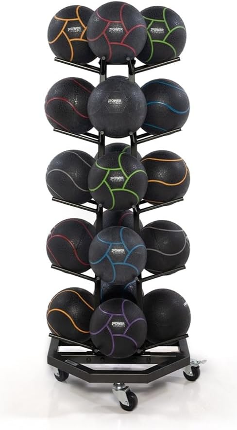 Power Systems Premium Medicine Ball Tree, 20-Ball Capacity, 25 x 25 x 56 Inches, Black (27155)