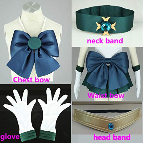 Ourcosplay Women's Sailor Moon Neptune Kaiou Michiru Cosplay Costume 6 Pcs Set (Women S) Green #TOP5