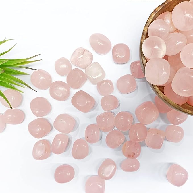 Image of Crystal Rose Quartz Tumble Stone | 50 gm Tumbled Gemstones | Reiki Healing Stones | Home Decor Pebbles | Aquarium Gravel | Garden & Table Decor