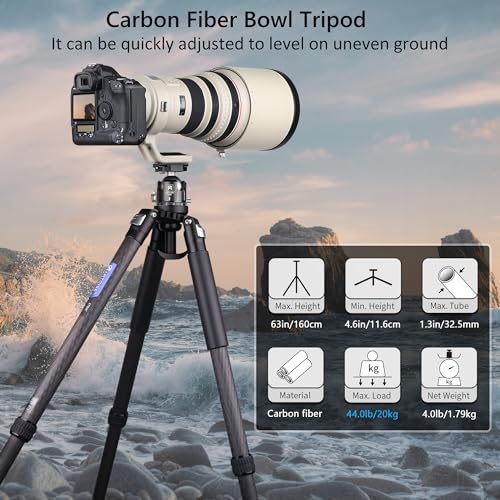 Artcise Carbon Fiber Tripod for Photographers, Up to 55lbs Load
