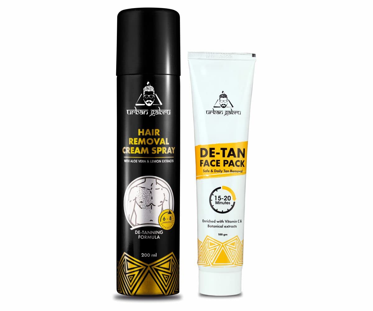 Urbangabru Hair Removal Cream Spray (200 ML) + De-Tan Face Pack (100 Gram) - Body & Face Care Combo Kit (B0BNPXZ4PV) Amazon Price History, Amazon Price Tracker