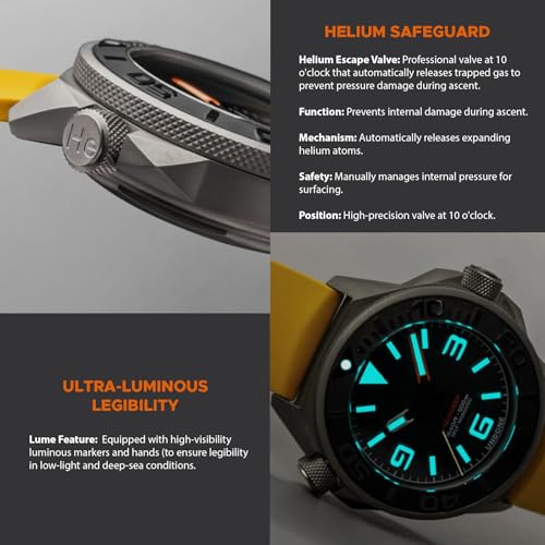 Image of UNDONE Aquadeep Automatic Dive Watch for Men 43mm 500M Water Resistance Wristwatch Diver for Men with Rubber Strap